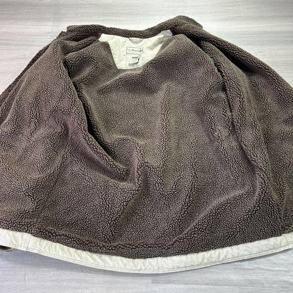 L.L. Bean Chore Coat Mens XLT Beige Canvas Sherpa Fleece Lined Parka Outdoor - Picture 2 of 10